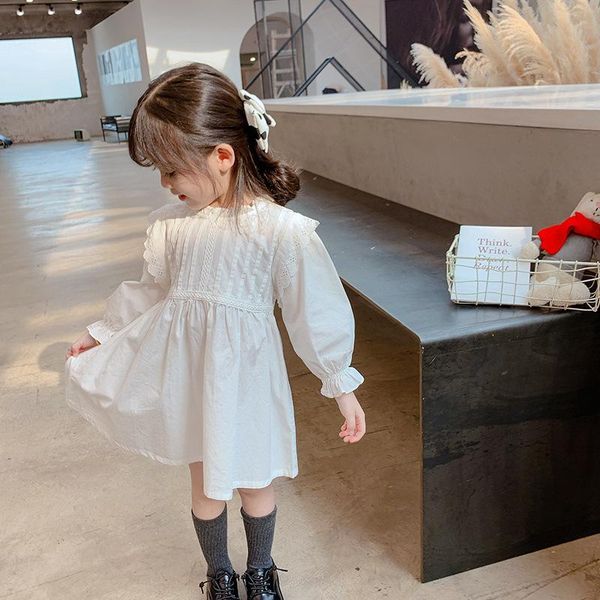 

girl's dresses dress full sleeve knee length pullover a-line solid regular cotton fashion simple sweet spring autumn children girls, Red;yellow
