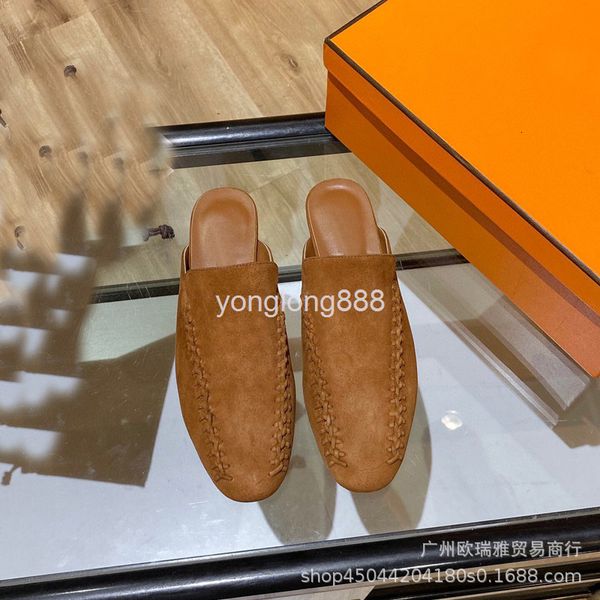 

dress shoes summer style baotou semi slippers women's pointed fashion cool comfortable flat bottom net red muller lazy shoes, Black