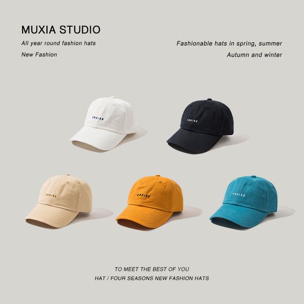 

version simple small letter baseball hat women's casual versatile cotton soft men's women's cap fashion, Blue;gray