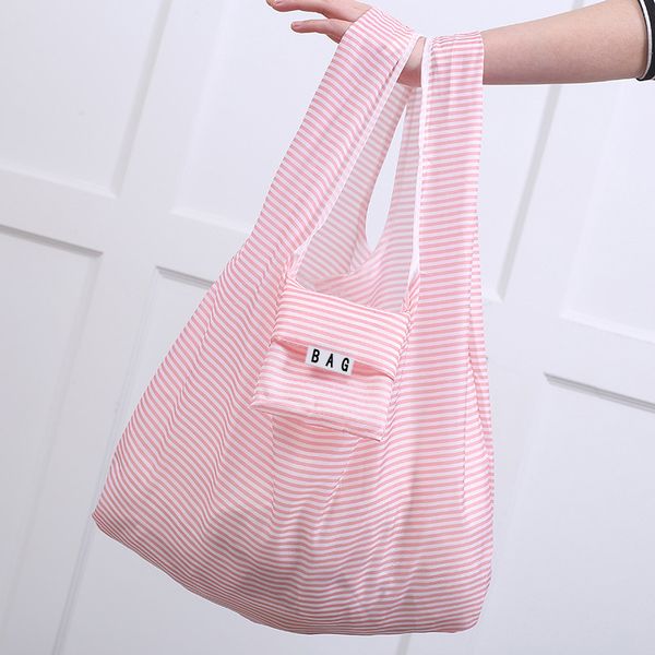 

japanese fashion eco-friendly printing bag 210d polyester foldable square shopping bag reusable vest tote pouch