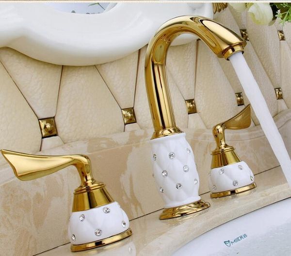 

bathroom sink faucets fashion luxury faucet solid brass construction and cold gold finish 8' widespread basin tap