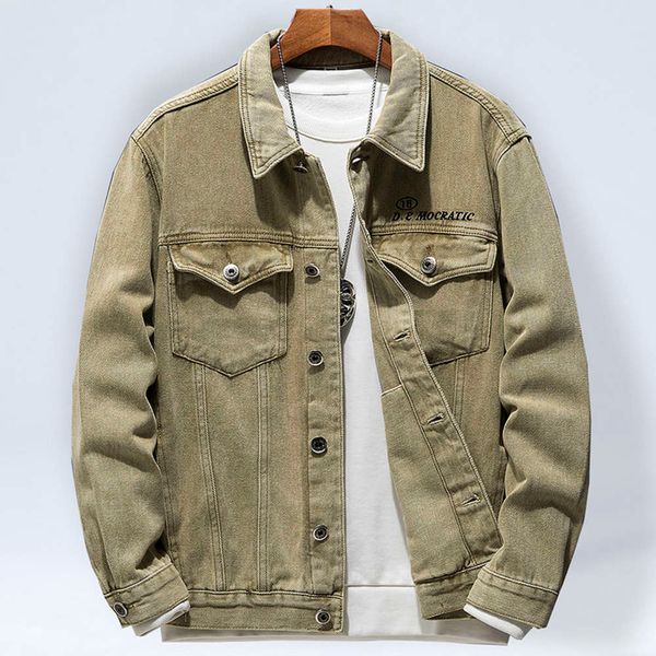 

spring and autumn handsome jacket men's fashion brand decoration trend slim jeans khaki, Black;brown