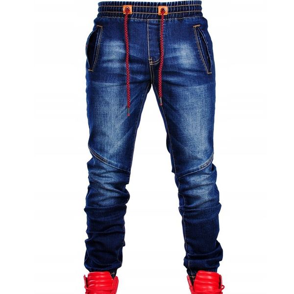 

2021 new men's jeans classic style denim slim fit black jean pants male brand casual elastic waistline business blue tro y3tp