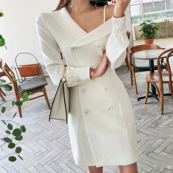 

casual dresses arrival comfortable fashion off shoulder formal dress work style vintage elegant solid double-breasted a-line, Black;gray