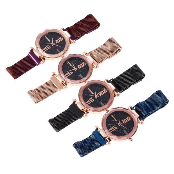 

wristwatches charming purple women watches minimalism casual starry sky lady wristwatch magnet buckle fashion female watch, Slivery;brown