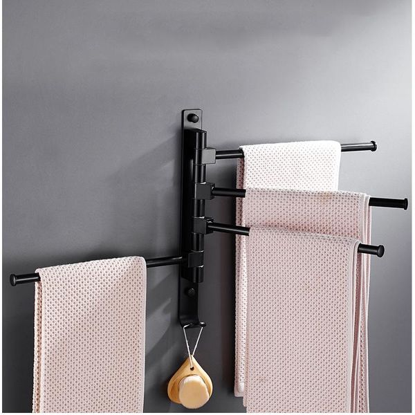 

towel racks bathroom black movable bar rotating three bars four punch
