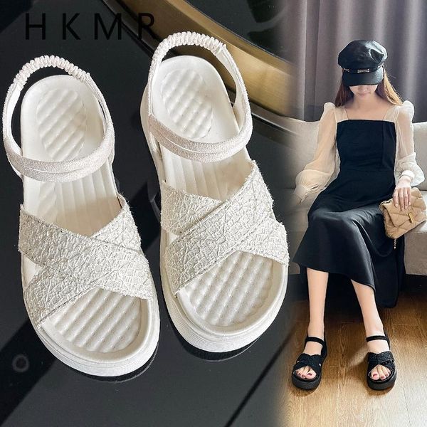

sandals 2021 solid hollowed hook & loop thick bottom designer geared non-slip open toed lightc women beach shoes, Black