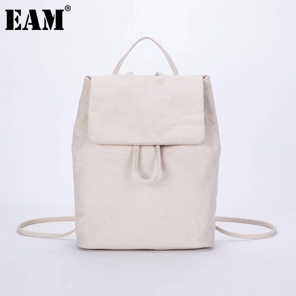 

backpack [eam] women spring white casual large capacity canvas traval bag personality all-match fashion tide 2021 18a1895