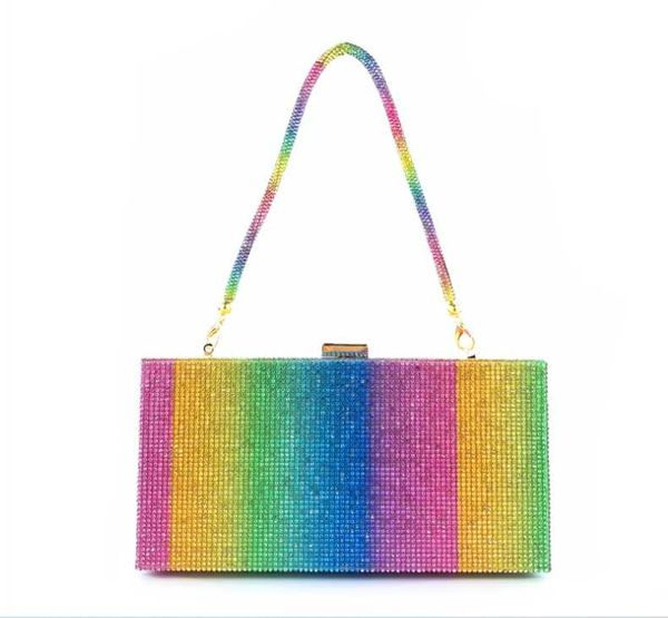 

sparkly rainbow rhinestones shoulder bag handbag ladies' clutch bag purse