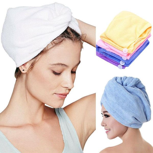 

towel quick-dry hair cap hat bath microfiber solid super absorption turban dry
