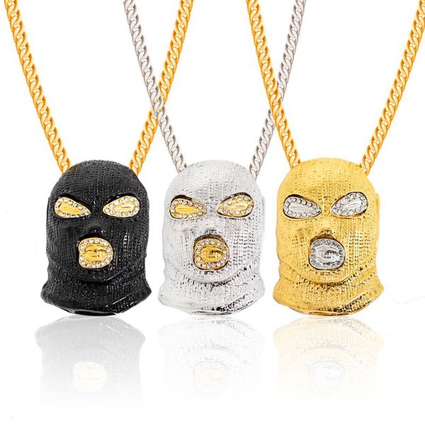 

pendant necklaces hip hop necklace women men anti-terrorism headgear fashion personality mask, Silver