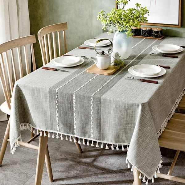 

table cloth rectangular tablecloths cotton linen tassle decorative for living room tea coffee dining tables cover