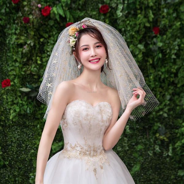 

bridal veils arrive multi-layer wedding stunning with gold stars, Black