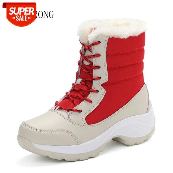 

lcizrong 2019 winter women boots waterproof wedge warm plush snow boots woman casual lace up thick cotton shoes for female #l77y, Black