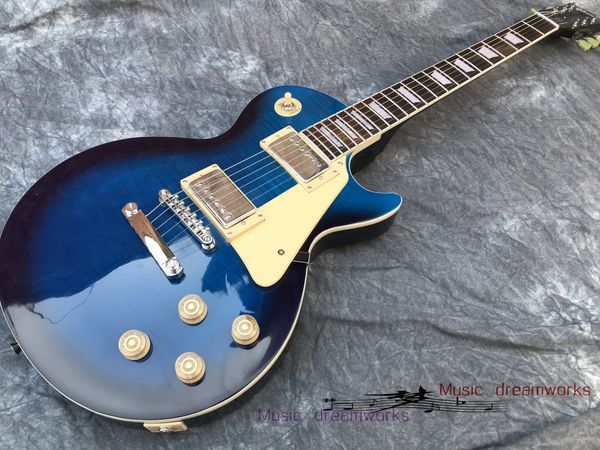 

china electric guitar oem shop g stand ard electric guitar black gradient blue rosewood fingerboard les 6 strings electric paul guitar