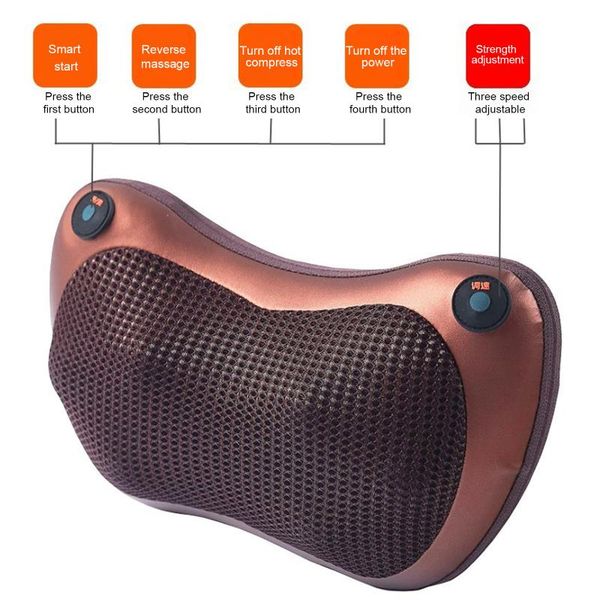 

heat massage pillow shiatsu deep kneading massager neck shoulder pain back