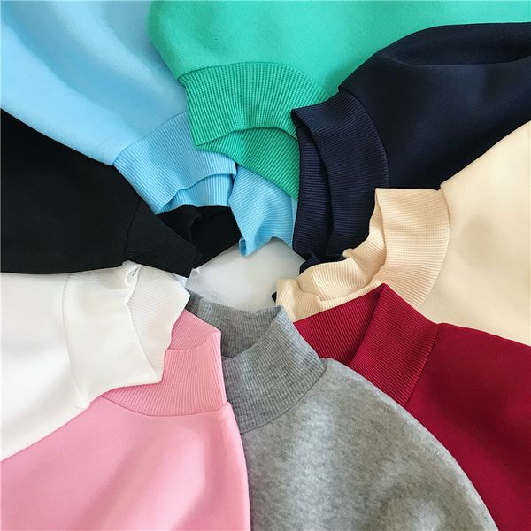 

harajuku solid velvet women's sweatpants long sleeve hoodie loose hoodies sweatshirt casual 2021 slnq, Black