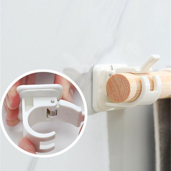 

2/6 pcs self-adhesive hooks wall mounted curtain rod bracket shower curtain rod fixed clip hanging rack dropshipping 2021