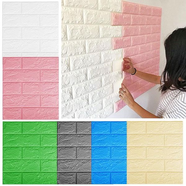 

wall stickers 3d brick diy background waterproof self-adhesive wallpaper decor corner line kids living sticker