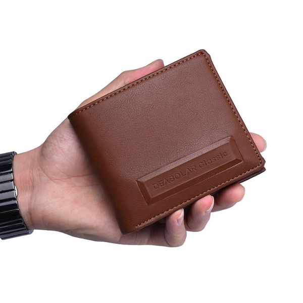 

wallets men wallet clip leather vintage short slim men's male purse card holder fashion high quality, Red;black