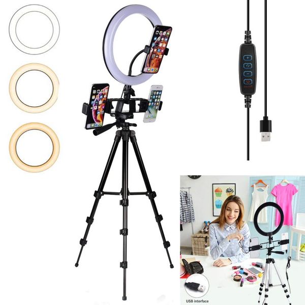 

flash heads 26 cm led ring light pography studio camera lighting 3 color modes & 10 brightness level portable video 16cm table lamp