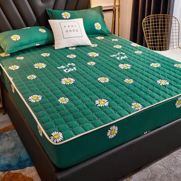 

sheets & sets cartoon fitted sheet warm elastic band mattress protector cover super soft cozy king size bed non-slip 180*200cm