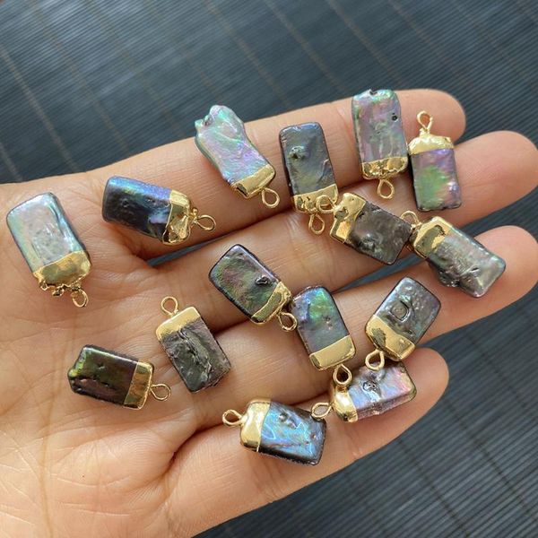 

charms 9x19mm natural freshwater pearl pendant rectangular shape for diy fashion jewelry making necklace bracelet earring accessories, Bronze;silver
