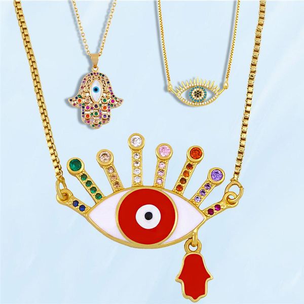 

pendant necklaces turkish red black blue eye shape fashion fine women necklace k- simple retro teen creative colorful bohemian jewelry, Silver