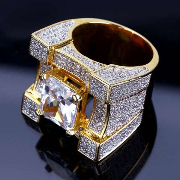 

hip-hop high end luxury micro zircon inlay bling diamond flash ring gold silver copper zircon ring jewelry