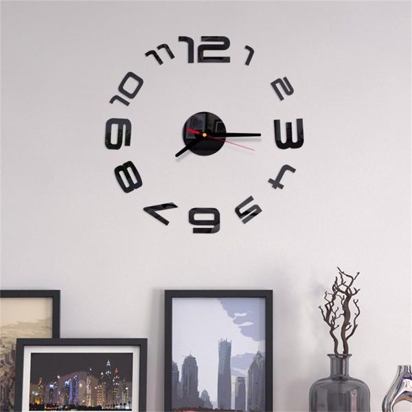 

wall clock retro vintage 3d diy roman numbers acrylic mirror wall sticker clock home decor mural decals mechanism