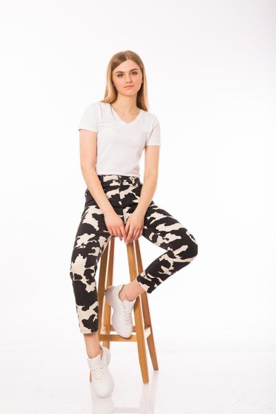 

women's jeans camouflage women mom summer fashion pink black coulor young girl high waist street pants turkish quality, Blue