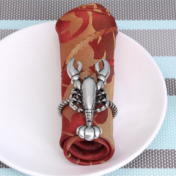 

napkin rings 6pcs alloy lobster buckle electroplated epoxy metal prawns ring soft sample model room el table