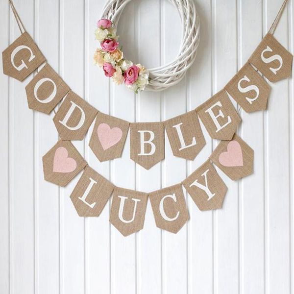 

party decoration personalized christening banner god bless baptism communion