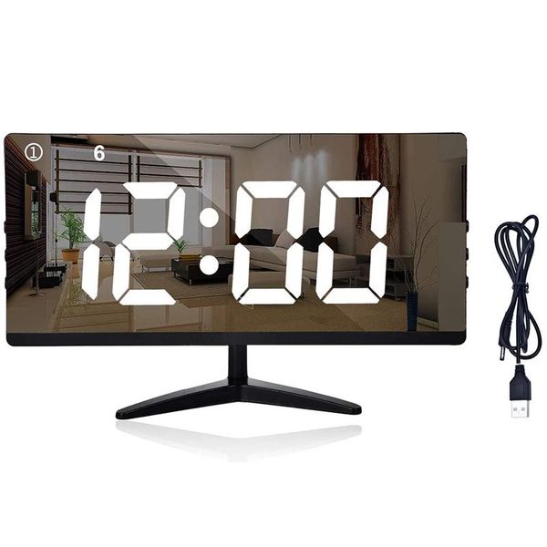 

other clocks & accessories digital alarm clock,7 inch led mirror electronic display,temperature,snooze model,auto/custom brightness,for offi