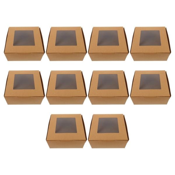 

gift wrap 10pcs portable cake packing boxes with window muffin baking