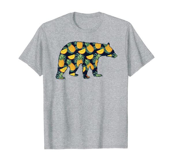 

pineapple hawaiian bear women men print mammal girl gift t-shirt, White;black