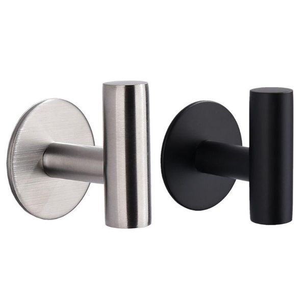 

bath accessory set 2pcs wall mount stainless steel self-adhesive towel hook single coat robe hat hanger bathrobe holder for bathroom toilet
