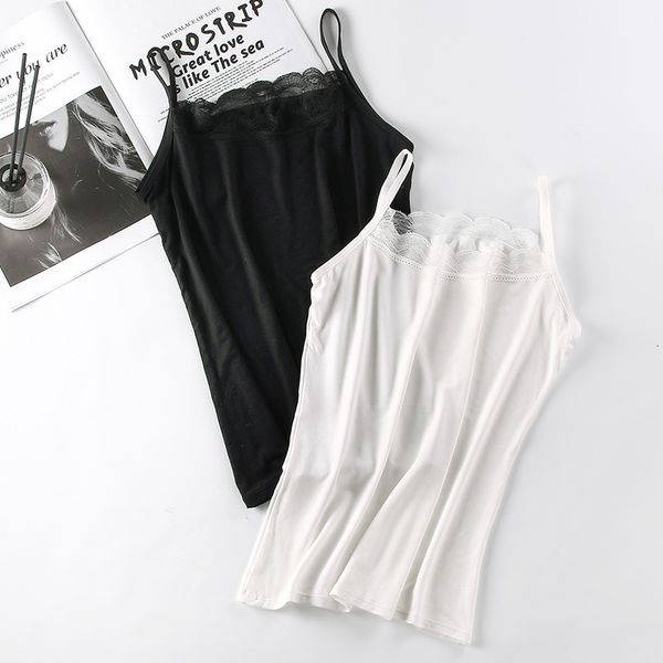 

summer hehu versatile lace modal vest can be worn out of underpants to prevent women's light, Black;white