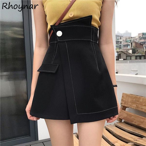 

women's shorts women autumn tender leisure daily vintage pockets simple korean style irregular college cozy casual loose all-match, White;black