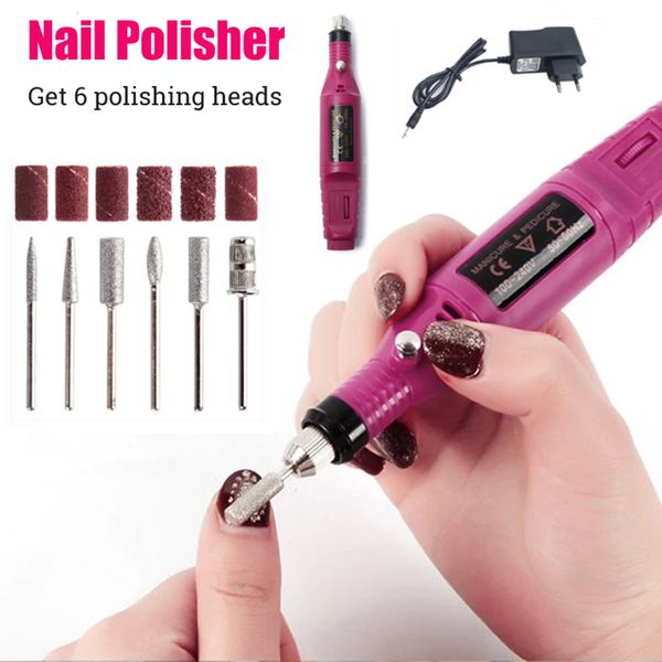 

1set electric drill kit professional with pedicure 6 bits file manicure tool polish nail art equipment