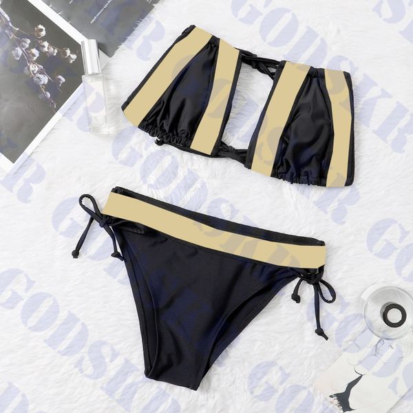 

retro swimsuit tube bikini gold print women swimwear lingerie push up padded womens bikinis set, White;black