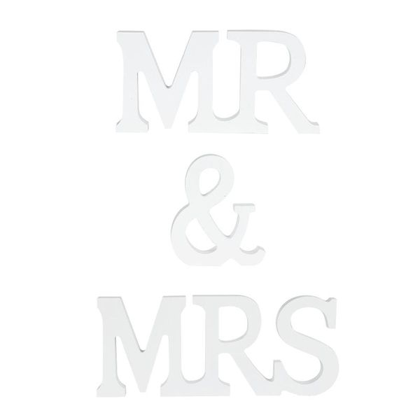 

party decoration 1 set romantic wedding adornment creative wooden mr&mrs statue ornament
