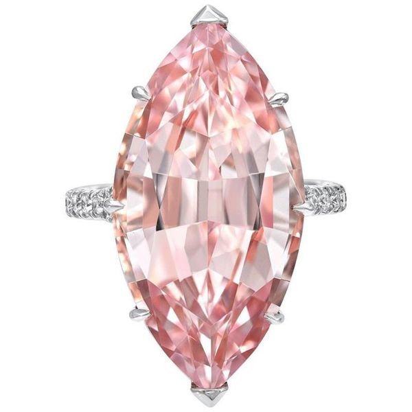 

wedding rings wukalo luxury solitaire ring farouche pink marquise cubic zircon stone prong setting anniversary cocktail party femme, Slivery;golden