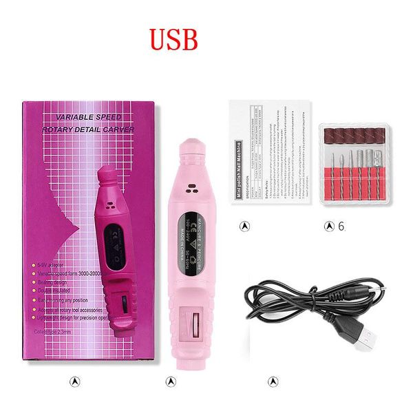 

nail drill & accessories professional electric machine files pen pedicure 6 bits millinguv led gel polish remover art manicure tool