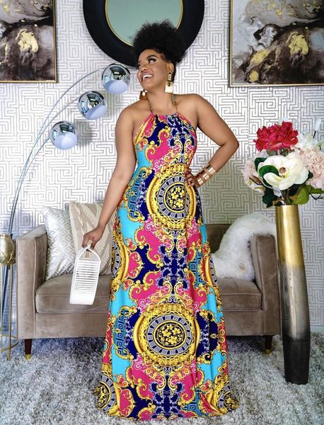 

casual dresses ladies dress fashion digital printing loose big swing suspendernnude back sim women, Black;gray