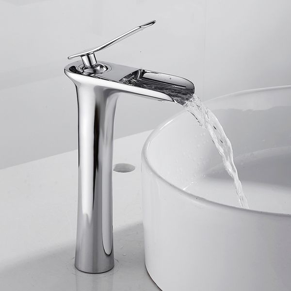

2021 new waterfall sink height chrome tap deck mounted single hole x6oj