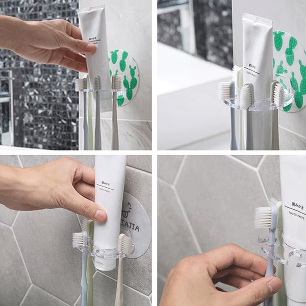 

toothbrush holders 1pc self-adhesive wall mount holder storage bathroom shelves