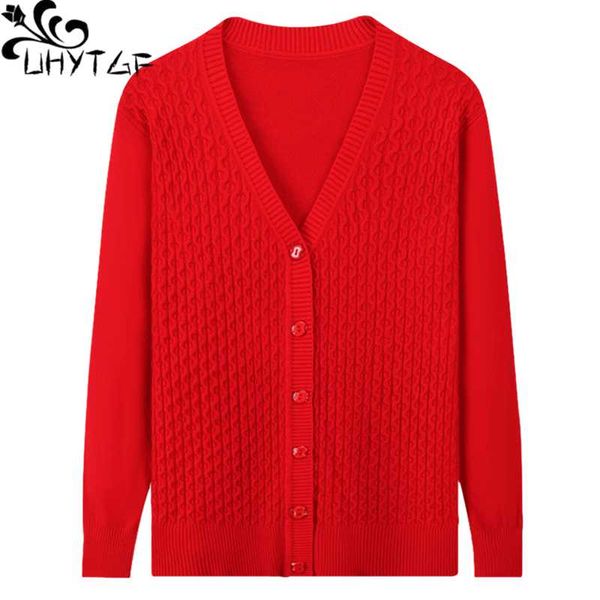 

women's knits & tees uhytgf cardigan for women fashion single-breasted knitted spring autumn sweater coat middle-aged elderly elegant f, White
