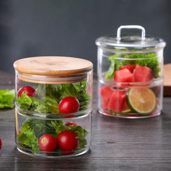 

storage bottles & jars 2-4 layer highn borosilica glass jar kitchen food bulk container set for spices dried fruit can salad bowl box cofee