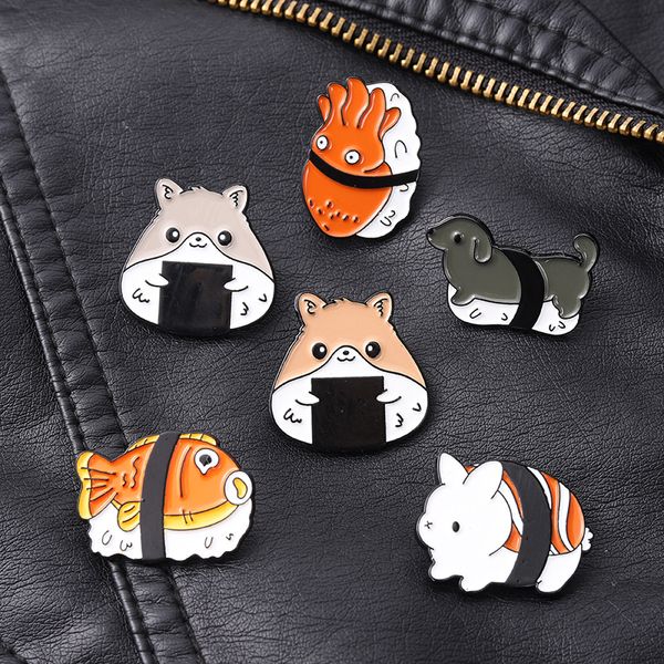 

sushi animal enamel pin cute kawaii food fun brooches badges for bag hat backpack girl boy accessories jewelry wholesale many kinds of brooc, Blue